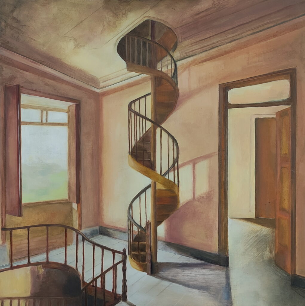 Escaleras en espiral.
óleo sobre tabla.  - 120 €